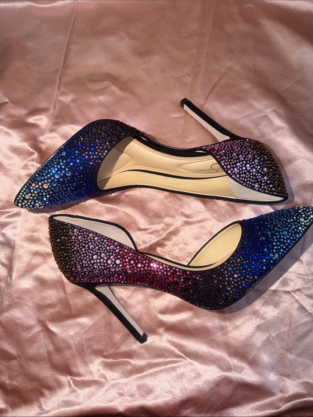Jessica Simpson Ombre Crystal D'Orsay Pump in Pink and Blue - Picture 3 of 9